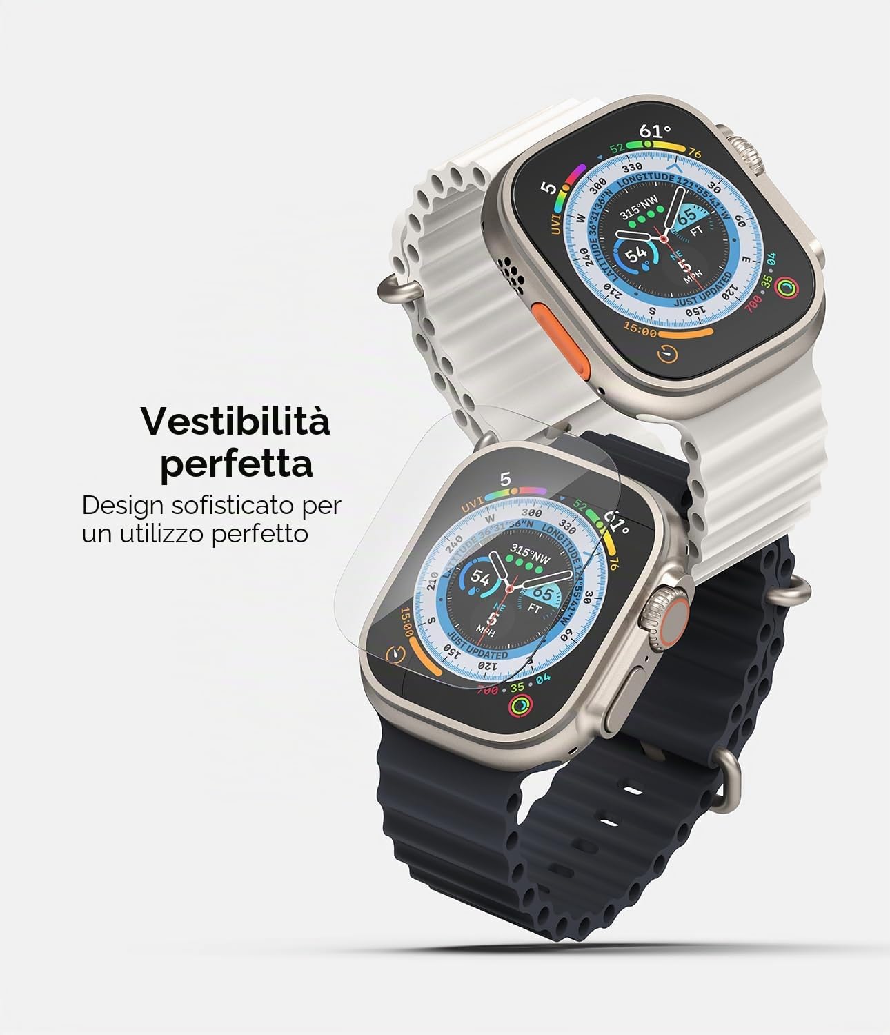 Ringke Glass per Pellicola Apple Watch Ultra 3/2 / 1 | 4 pezzi, vetro temperato, trasparente, facile installazione