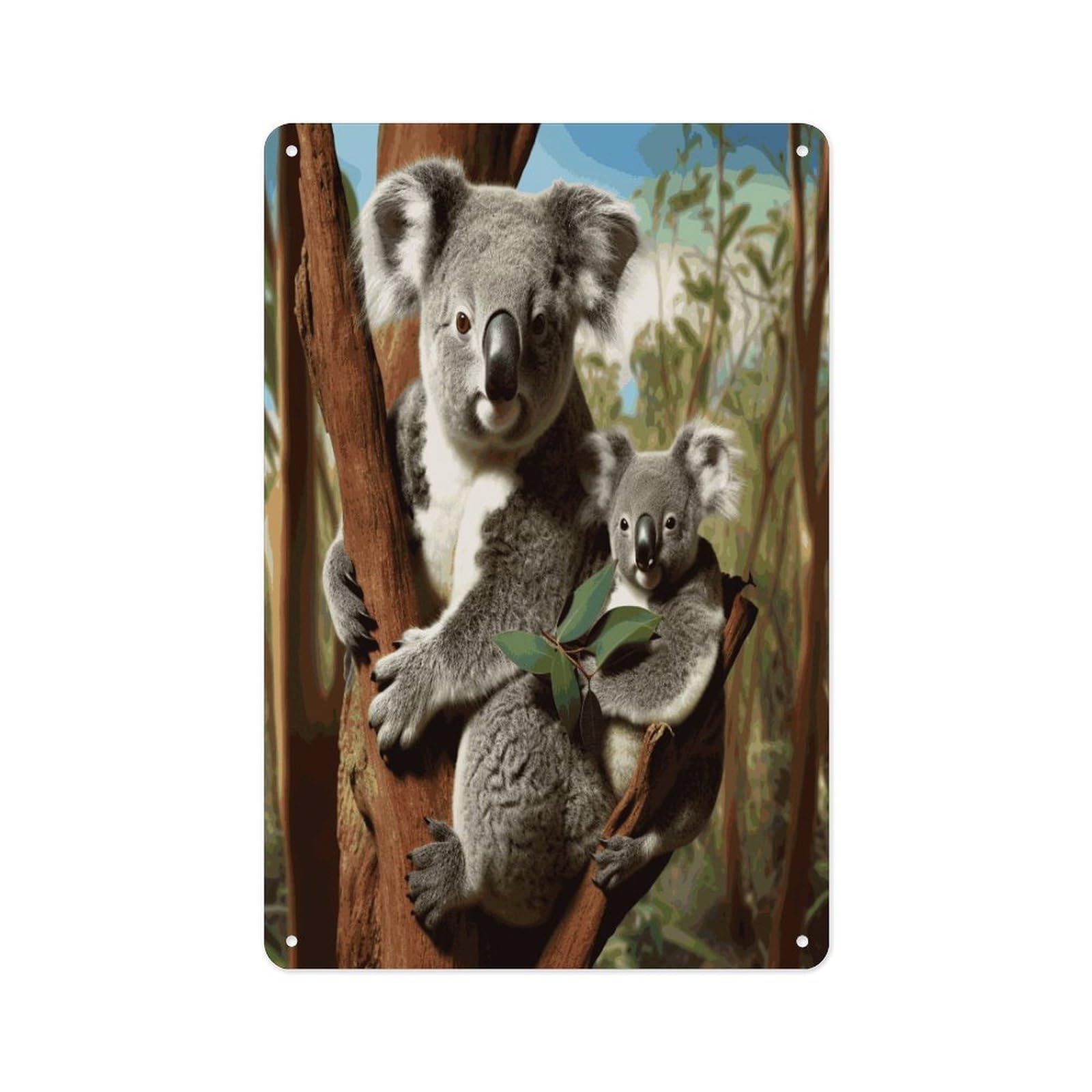 Fekiloot Style Koala Family Wall Decor Metal Signs Tin Signs Poster