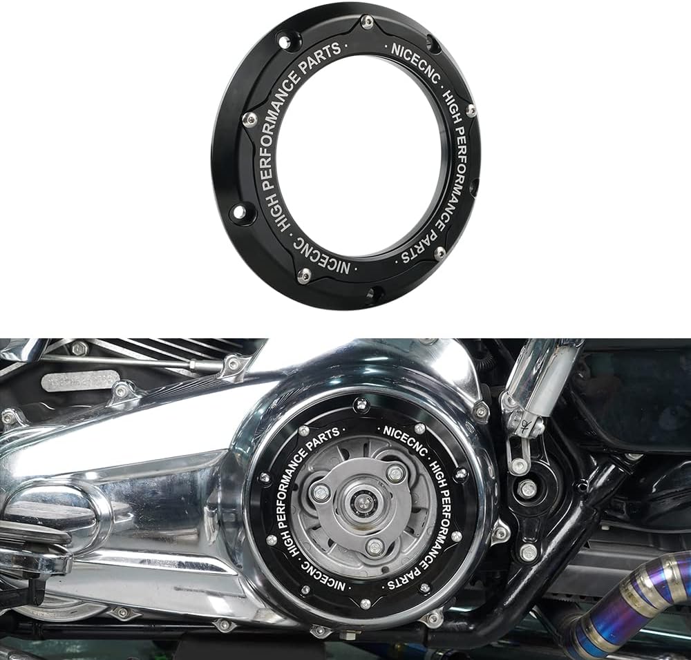 NICECNC Black Derby Cover Clutch Cover Compatible with Harley Davidson CVO Limited FLHTKSE 2014-2020,Road Glide FLTRX/Road King FLHR,CVO Street Glide FLHXSE/2/3,Freewheeler FLRT,SEE FITMENT