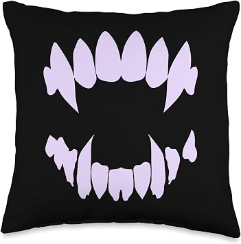 Vampire Fangs Pastel Goth Aesthetic Sad Anime Girl Teeth Throw Pillow
