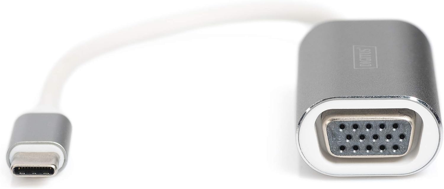 DIGITUS USB Type-C Graphics Adapter, USB Type-C to VGA, Full HD 75Hz, 1920x1080 Pixel, Aluminium