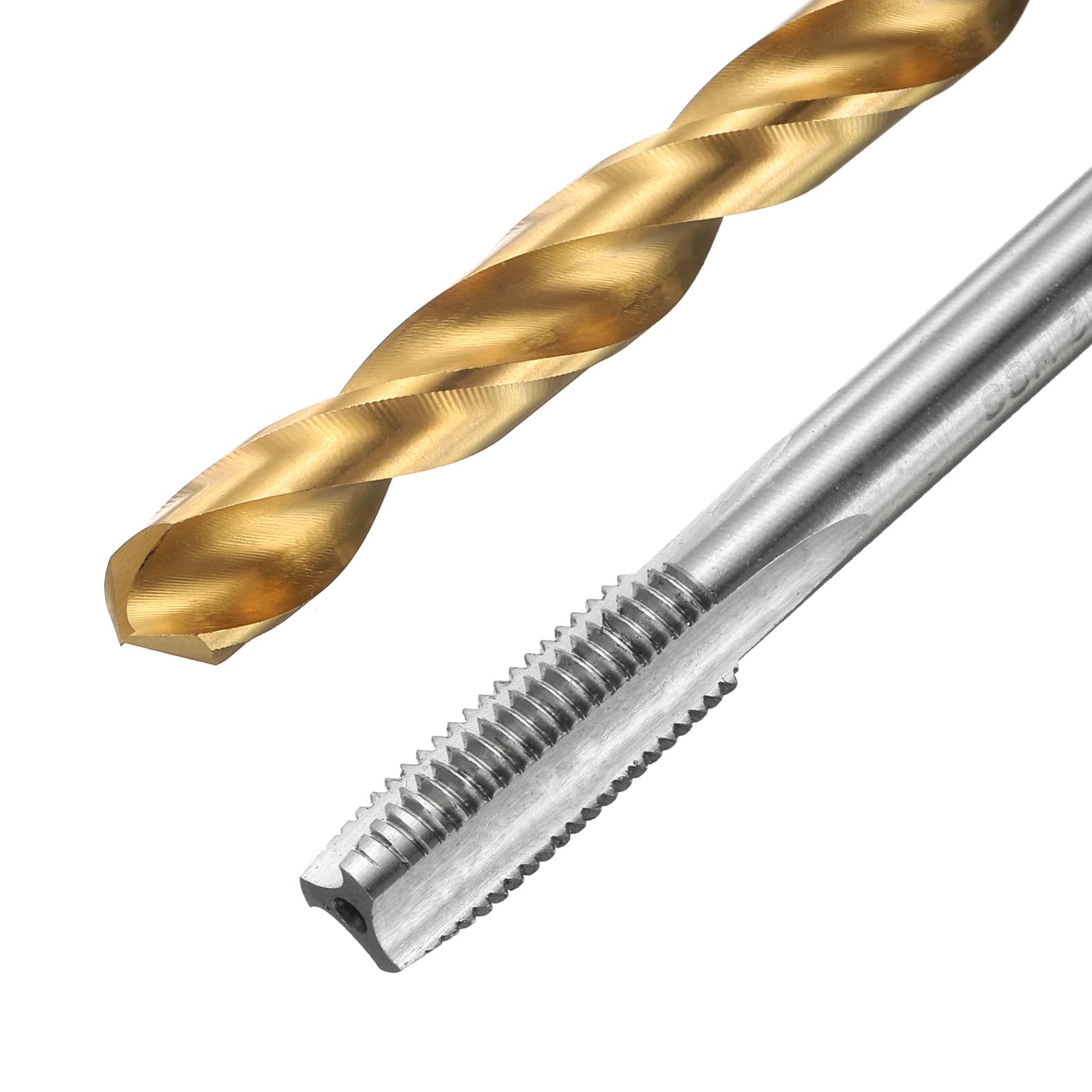 Set di maschi e punte da trapano, 2 maschi per filettatura metrica a scanalatura dritta M8 x 1 e 2 punte elicoidali da 7,0 mm, kit di utensili per filettatura HSS-6542 non rivestiti/rivestiti in ti