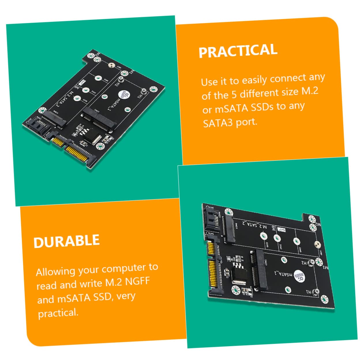 ARTIBETTER Dual Port Adapter Msata Ssd Converter High- Write for Msata and No Drivers Needed Supports Full