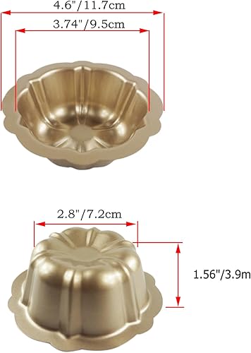 Miniatura 2 de Paquete de 10 mini moldes para pasteles de 4 pulgadas para hornear, juego de moldes de acero al carbono antiadherentes para tartas acanaladas, molde