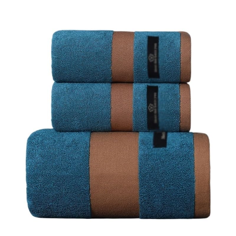 Juego de Toallas de Lujo EDQPLL de 3 Piezas para Baño en Color Azul