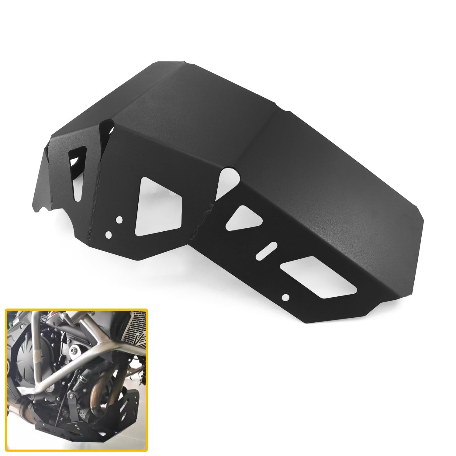 HEINMO Motorcycle Stainless Steel Engine Guard Chassis Cover Skid Plate Belly Pan Protector For Kawa' Versys 650 KLE650 2015-2020 2021