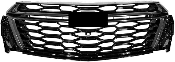 Front Upper Grille Assembly Compatible with 2022 2023 2024 Chevy Traverse RS Sport Utility 4 Door 3.6L #87834517 Gloss Black