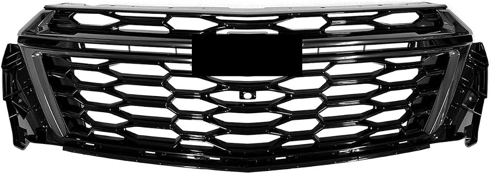 Front Upper Grille Assembly Compatible with 2022 2023 2024 Chevy Traverse RS Sport Utility 4 Door 3.6L #87834517 Gloss Black