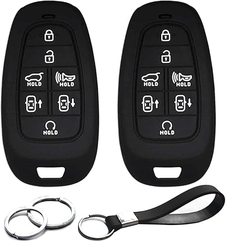 2 piezas compatibles con Hyundai Tucson Palisade Nexo Santa Fe Sonata Ioniq Smart 7 botones llavero funda protectora llavero entrada sin llave