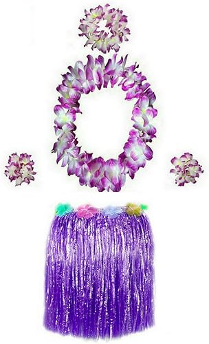 Miniatura 17 de Falda hawaiana de hierba Luau Hula con flores grandes para decoración de fiesta de baile