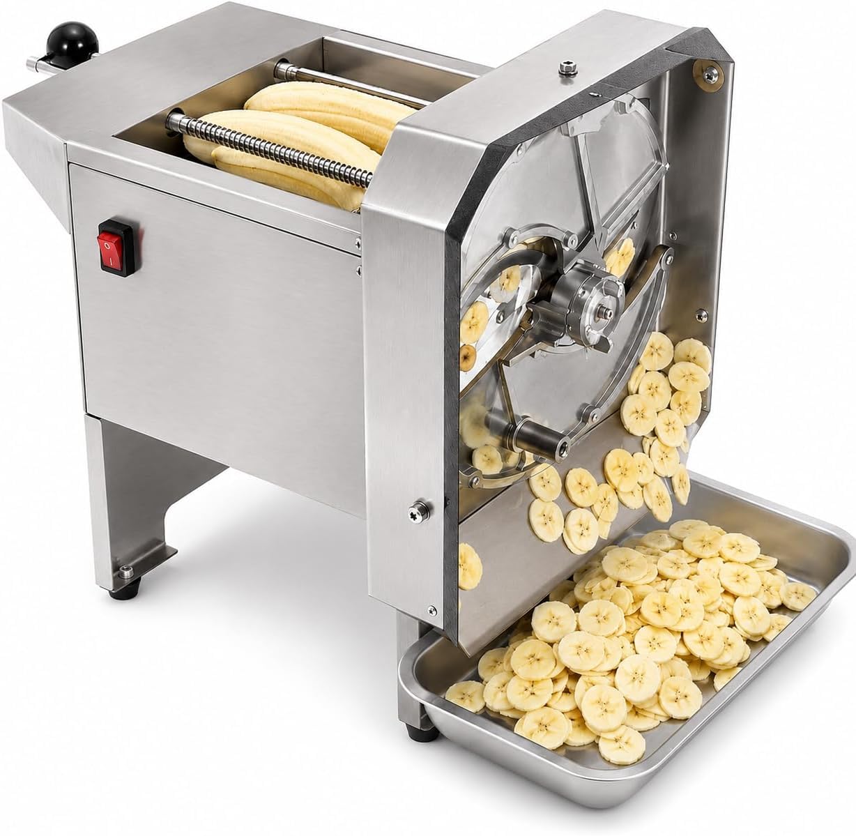 YXZQLOZ Electric vegetable slicer/stainless steel banana slicer for processing ingredients such as tomatoes, onions, potatoes, and cabbage; slice thickness is adjust