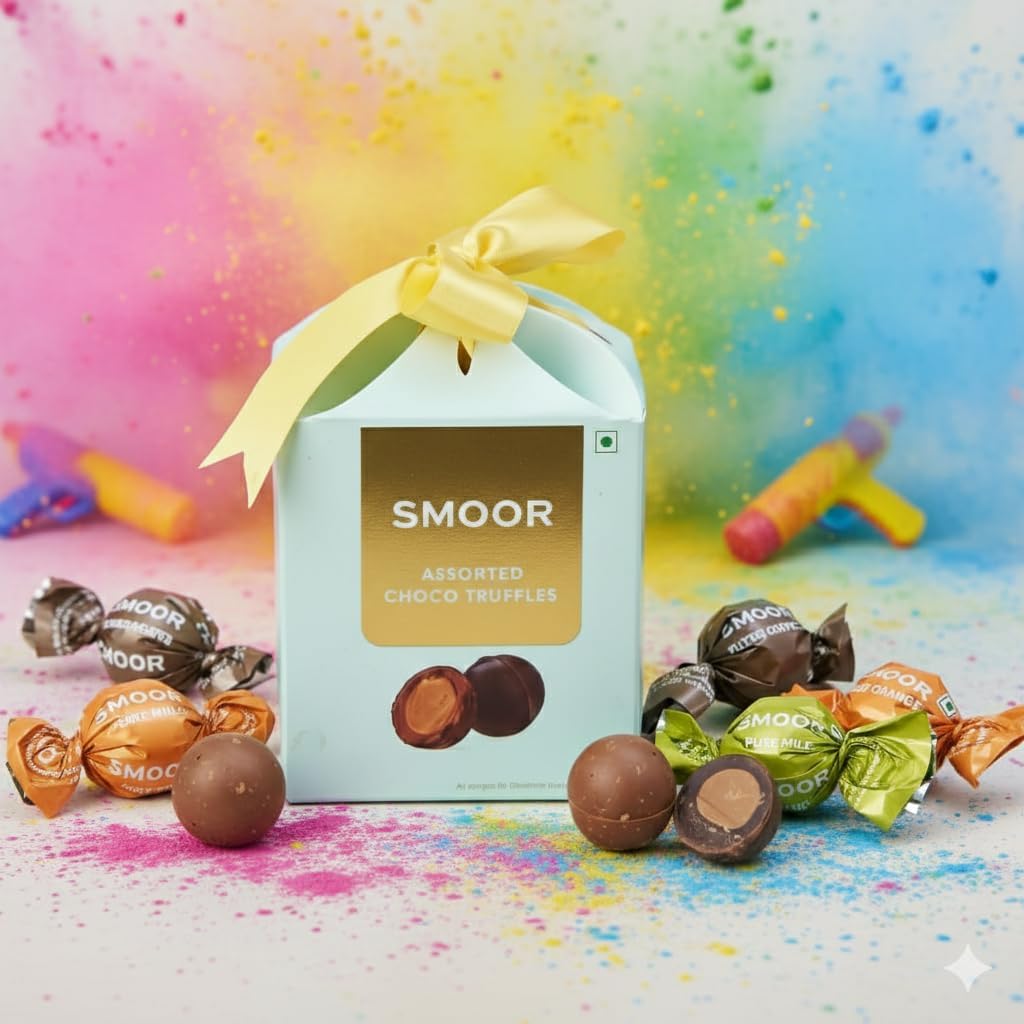 SMOOR Assorted Choco Truffles Box Of 16 |Premium Chocolate Gift Box|Luxury Gift Hamper For Wedding, Birthday, Anniversary, Gifting, Snacking, Festive & Special Occasions | (244 Gram)