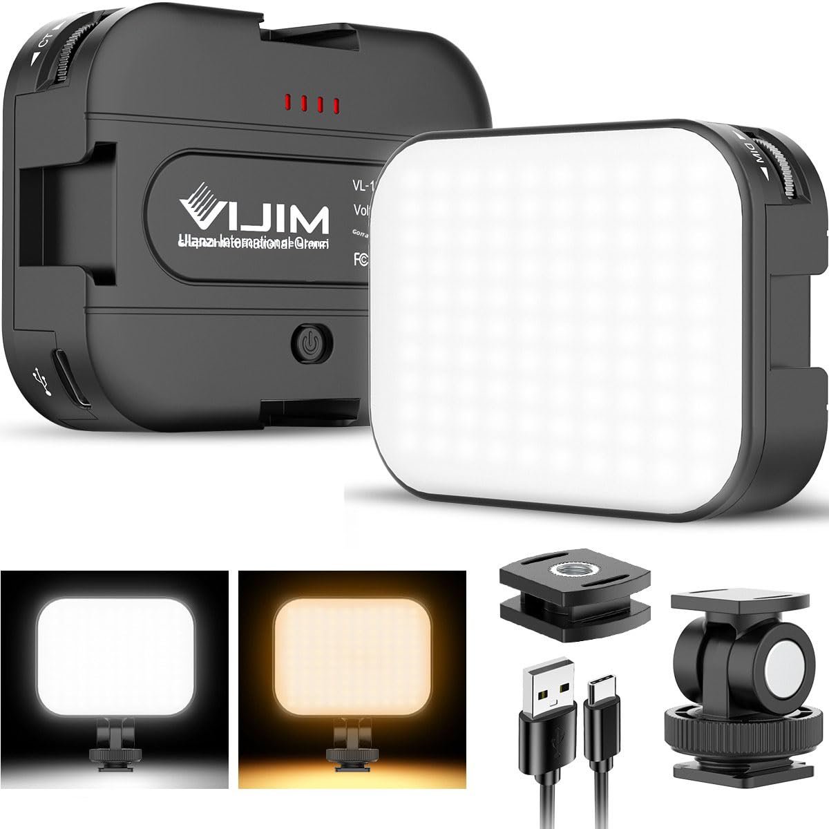 VIJIM VL100C Bi-Color LED Video Light on Camera Adjustable Angle Dimmable
