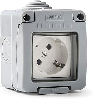 Famatel 19068 - Presa elettrica con coperchio ribaltabile IP55 16 A 250 V