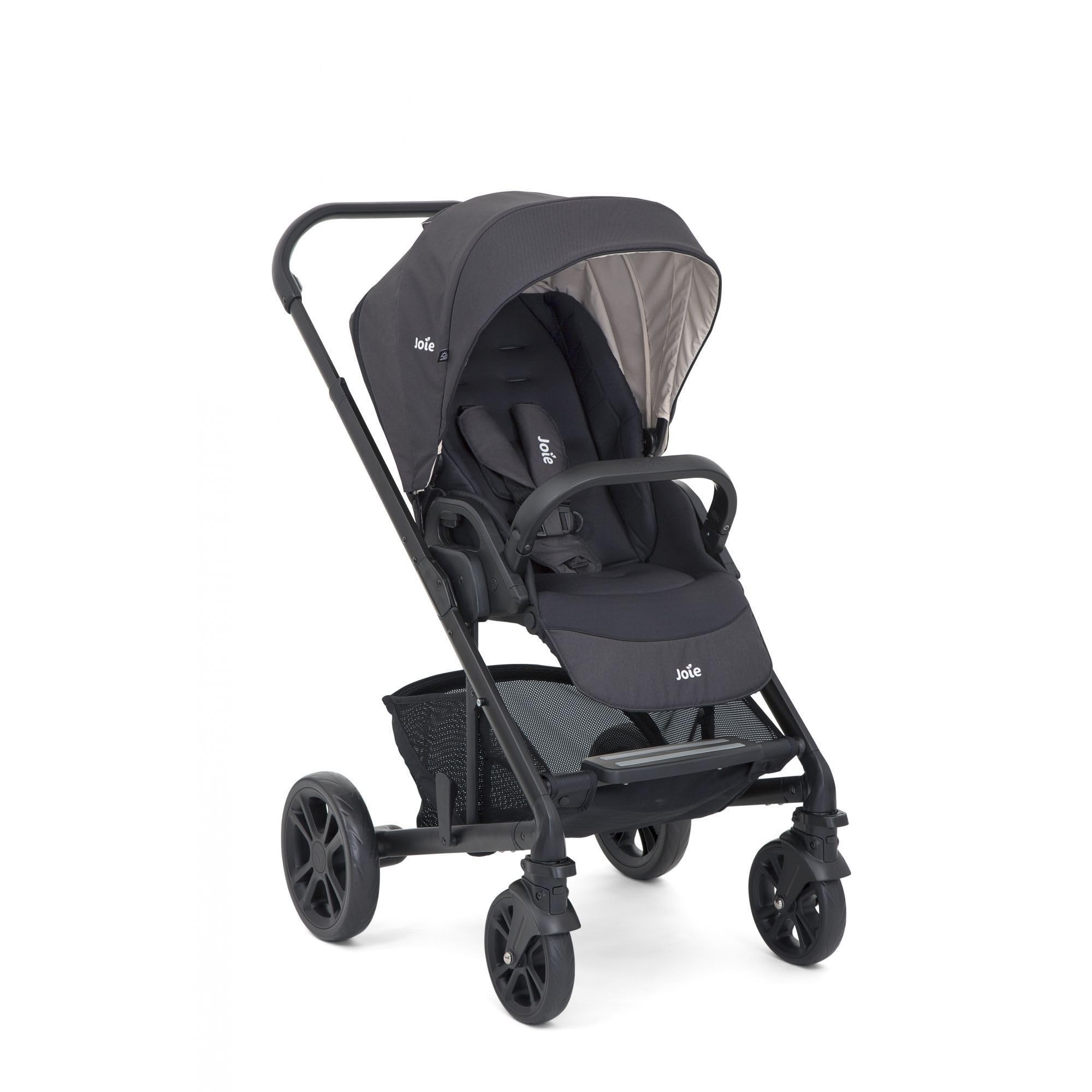 Joie Chrome Trio Reisesystem, leicht faltbarer Buggy, flache Liegeposition, Regenverdeck, Babywanne & i-Snug 2 Babyschale, 0–22kg