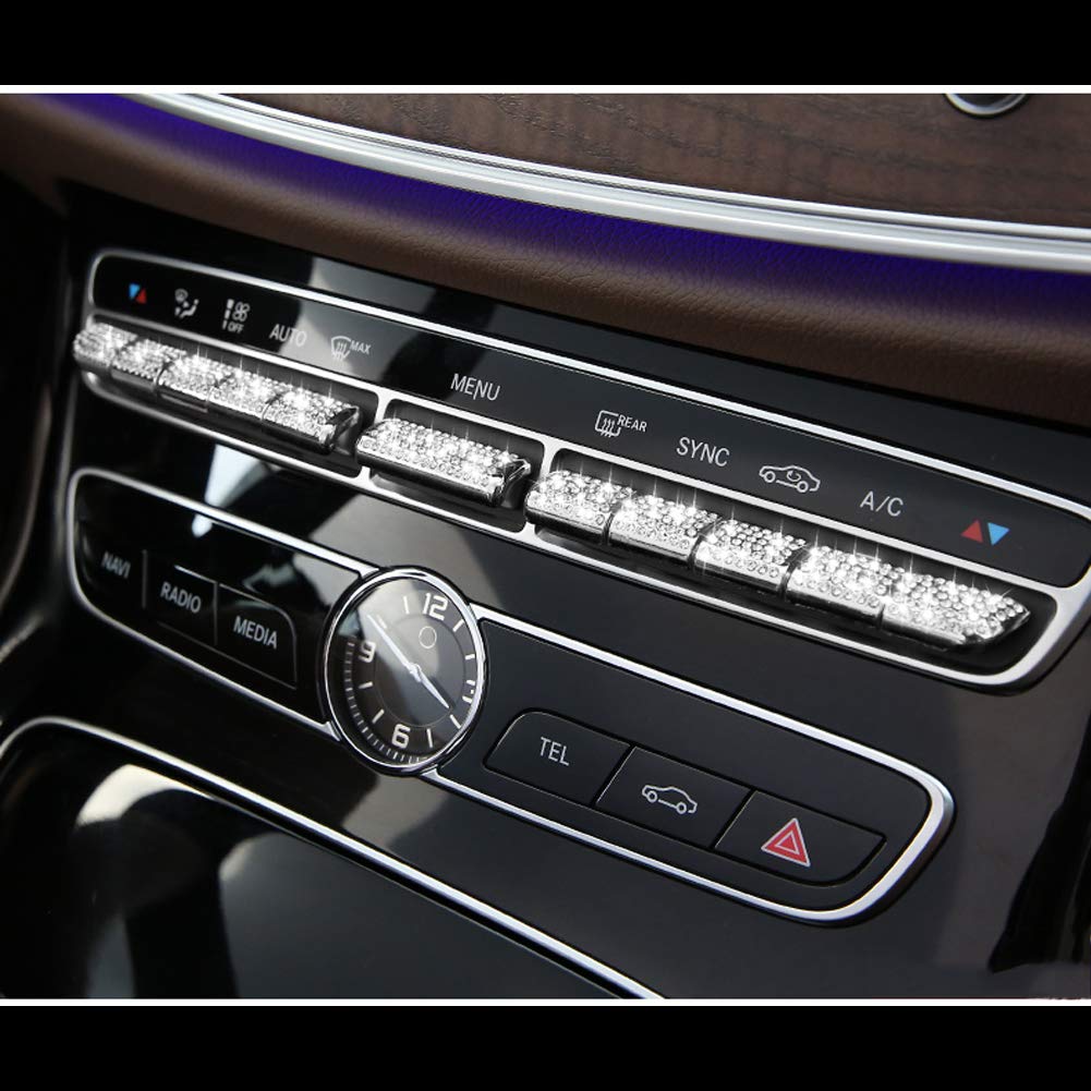 PGONE Bling Crystal Parts Trim Air Conditioner Control Switch Button Regulator Caps Covers Decals Interior Visors Decorations Compatible with Mercedes Benz W205 X253 C Class GLC (AC Button)