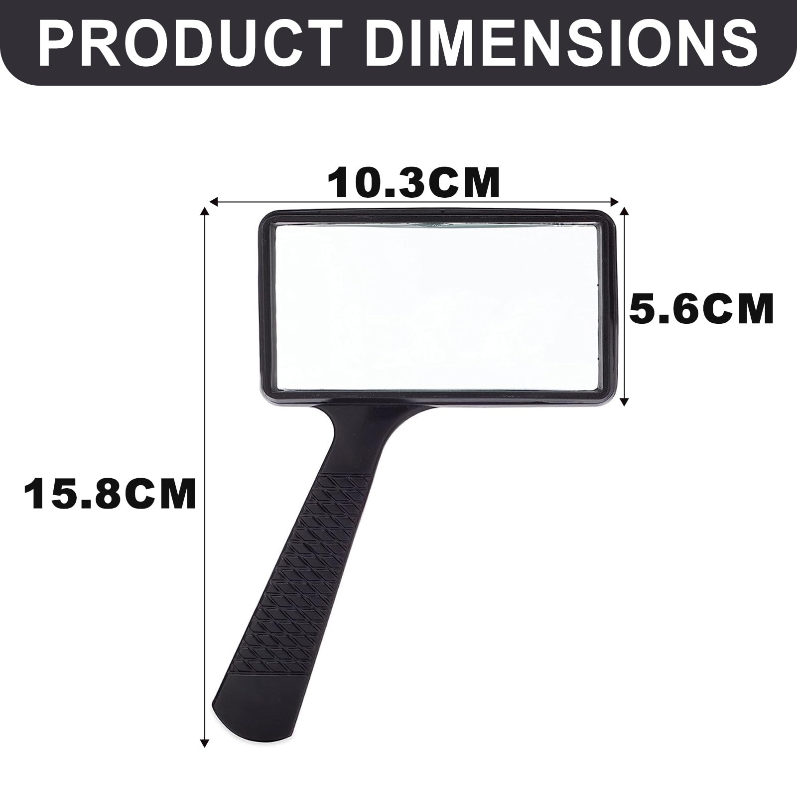 Lupa para Leer 10x, Lupa de Mano con Lente de Vidrio HD Rectangular para Lectura de Libros, Periódicos y Mapas, Color Negro (170g), Ideal para Personas Mayores y Aficionados