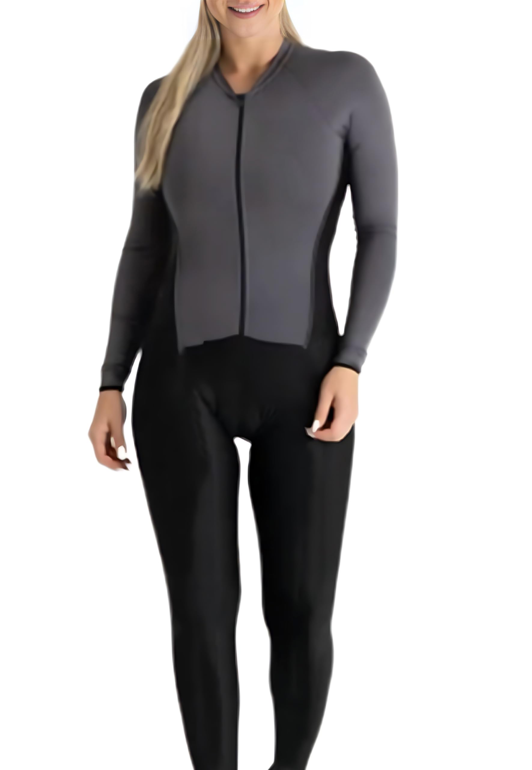 Combinaison de triathlon pour femme - Combinaison à manches longues avec maillot de vélo assorti pour vélo, course à pied, natation