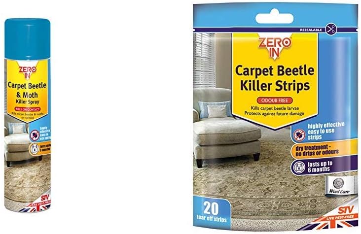 Zero In Carpet Beetle & Moth Killer 300ml Aerosol (For Carpets, Upholstery and Surfaces)