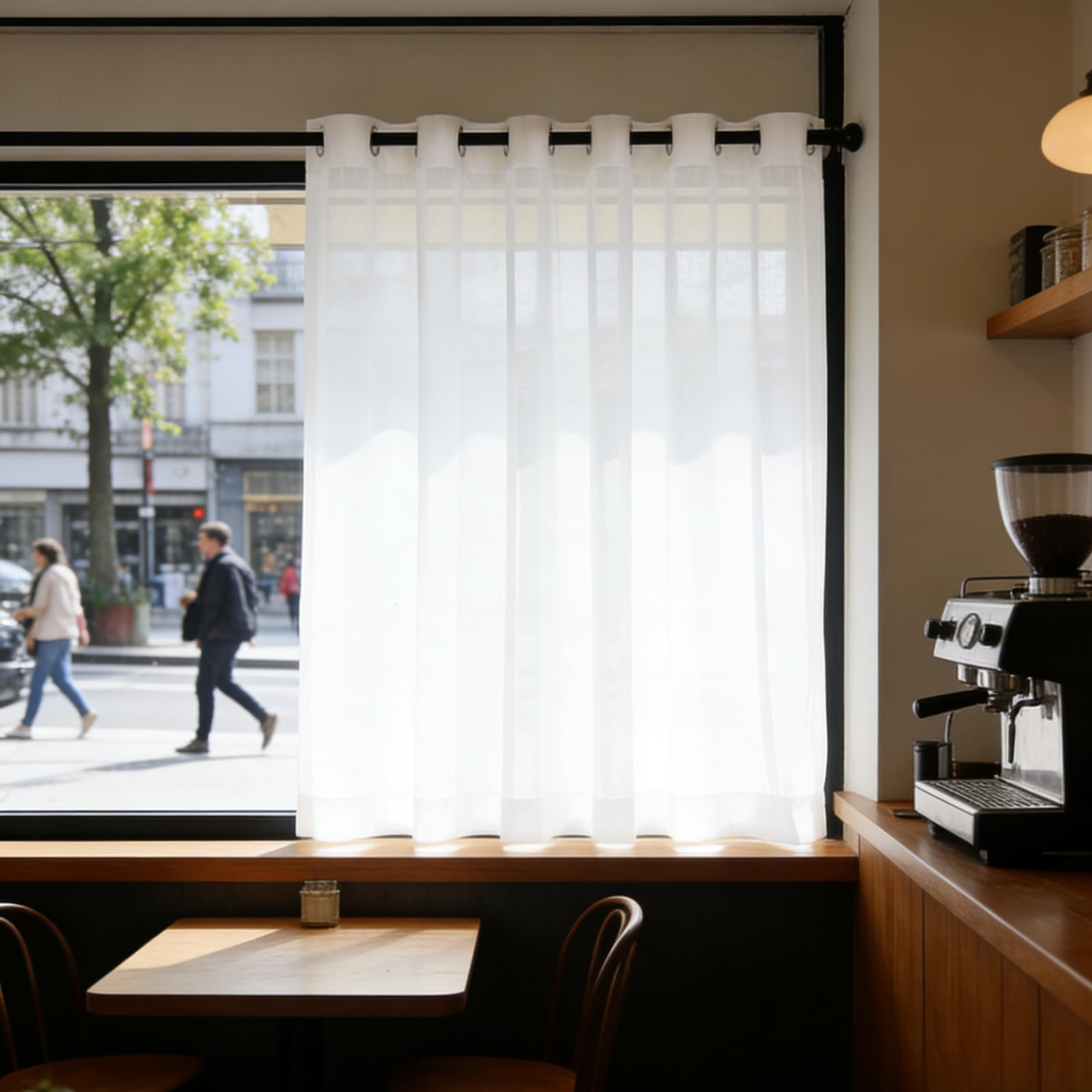 Voile Vorhänge 225 x 195 cm Halbtransparent, Lichtdurchlässig Und Elegan, mit Ösen in Leinenoptik, Luftig Und Langlebig Vorhänge Durchsichtig Weiss für Jedes Fenster, Weiß