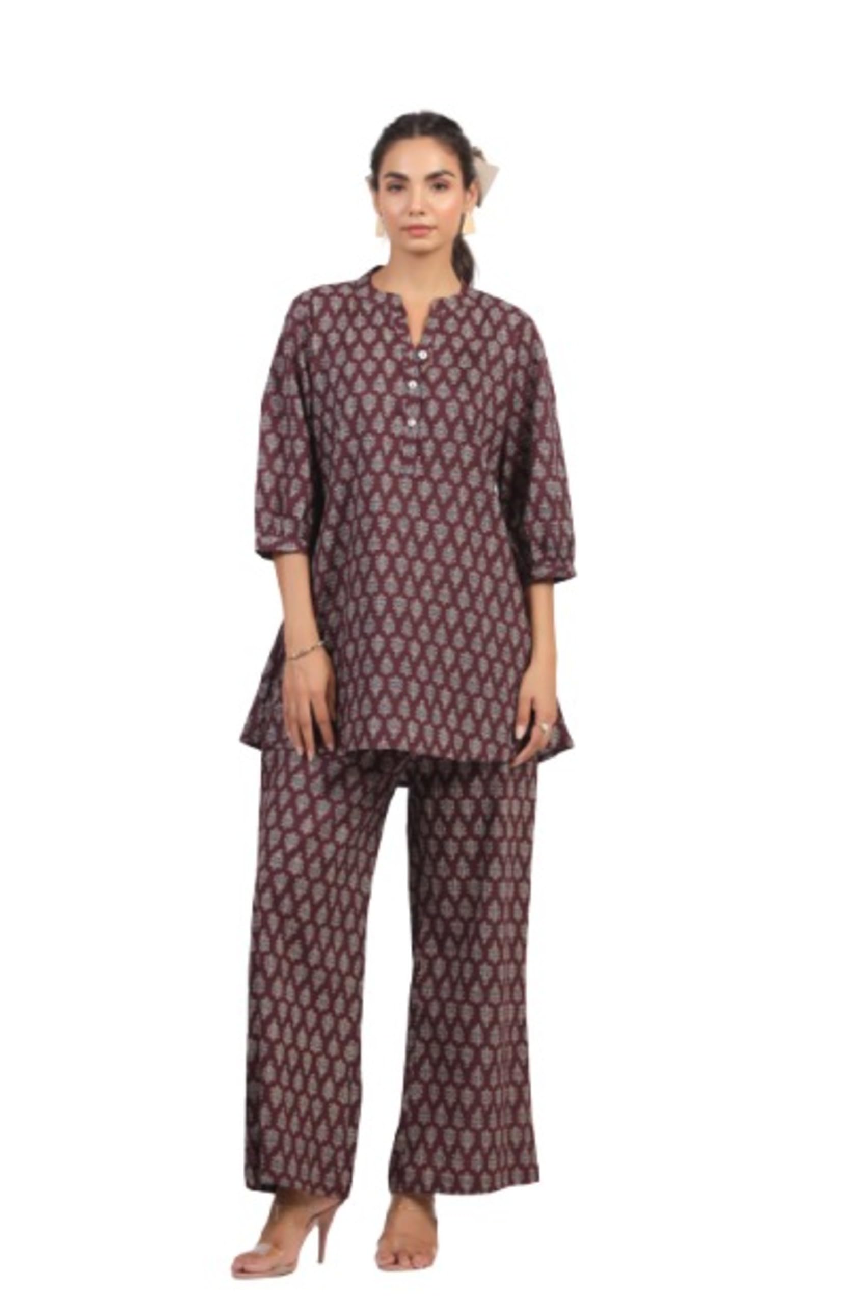 crafiqa Sangria Booti Cotton Co-ord Set for Women-picture-12