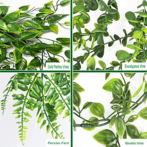 4 Pcs Fake Hanging Plants,Fake Plants Artificial Plants Potted Faux Plants Fern Faux Hanging Plant Ivy For Home Room Office Indoor Outdoor Decor (Fake Hanging Plants) #TOP2