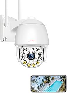 Tonton 2K Wireless Security Camera Outdoor, 3MP 360° View WiFi Camera Pan Tilt Auto Tracking, 2-Way Talk, Color Night Vision, AI Motion Detection, Floodlight & Siren Alarm， APP (Powered by Plug)