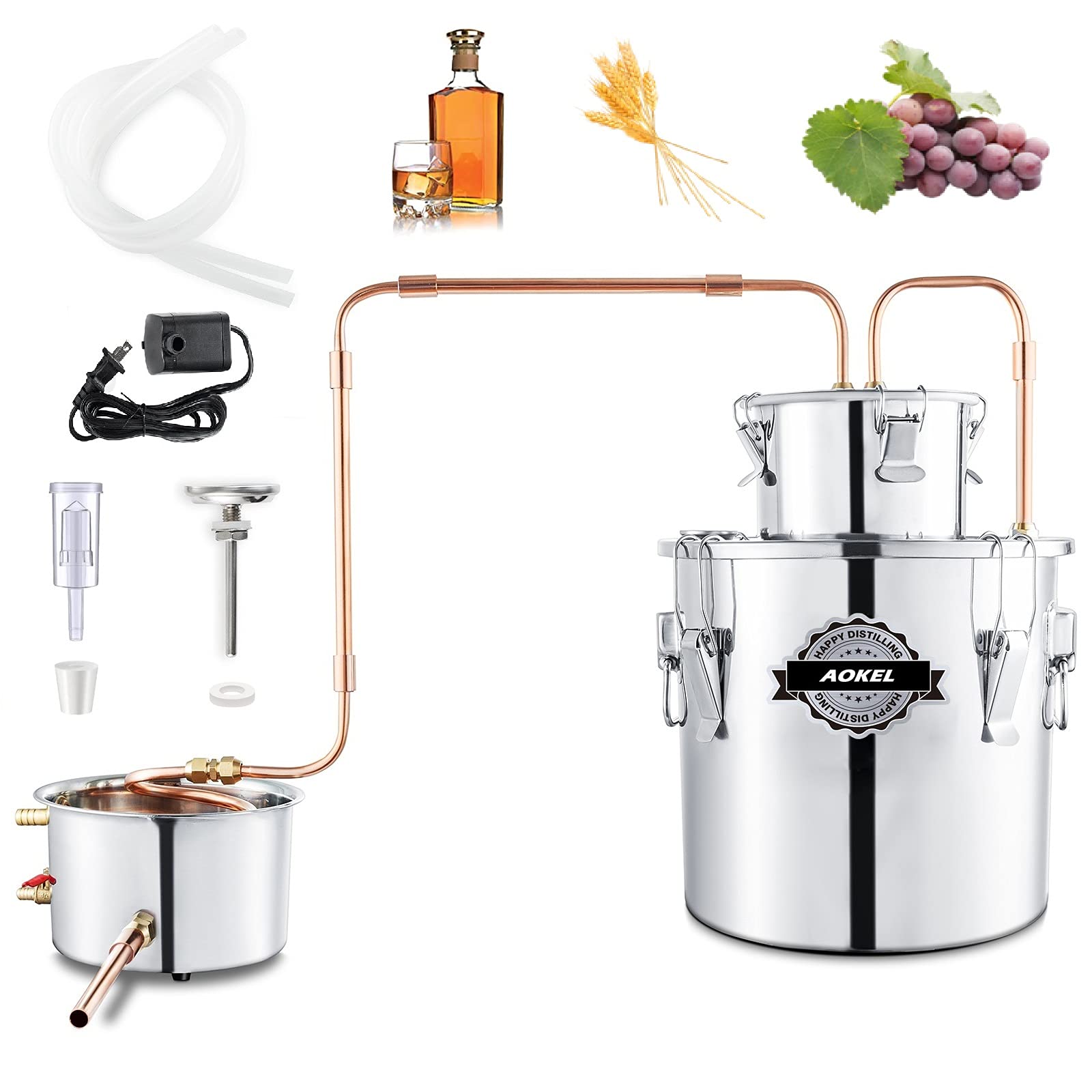 Buy AOKEL 5GAL/20L Moonshine Still Purifying Water Alcohol Distiller