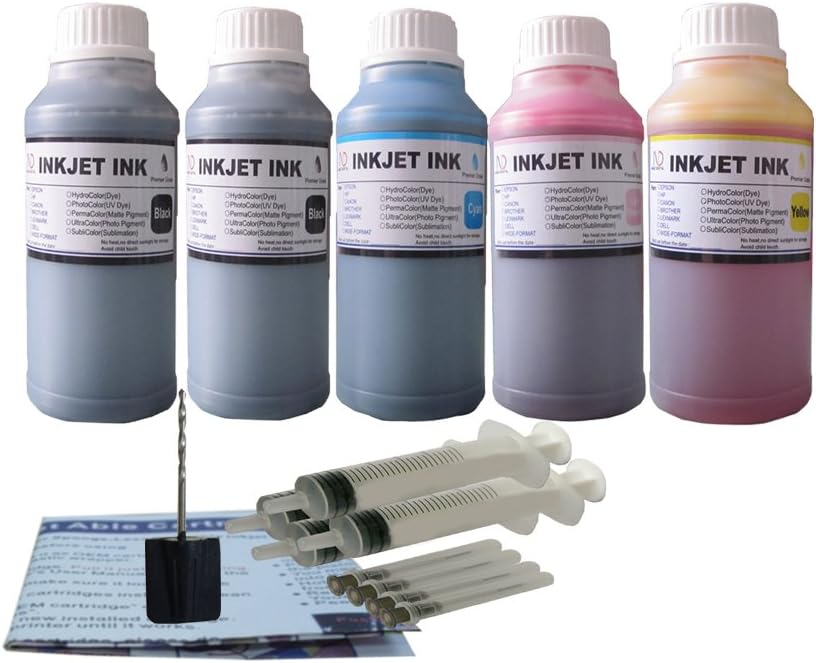 ND R@ Ink Refill Kit PG-245 CL-246 PG-245XL CL-246XL for PIXMA IP2820 MG2920 MG2922 MG2924 MX492 MG2420 MG2520 MG2920 MG2920 MG2922 MG2924 MX490 MX492 iP2820 Printer (5X100ml 2BK+CMY)
