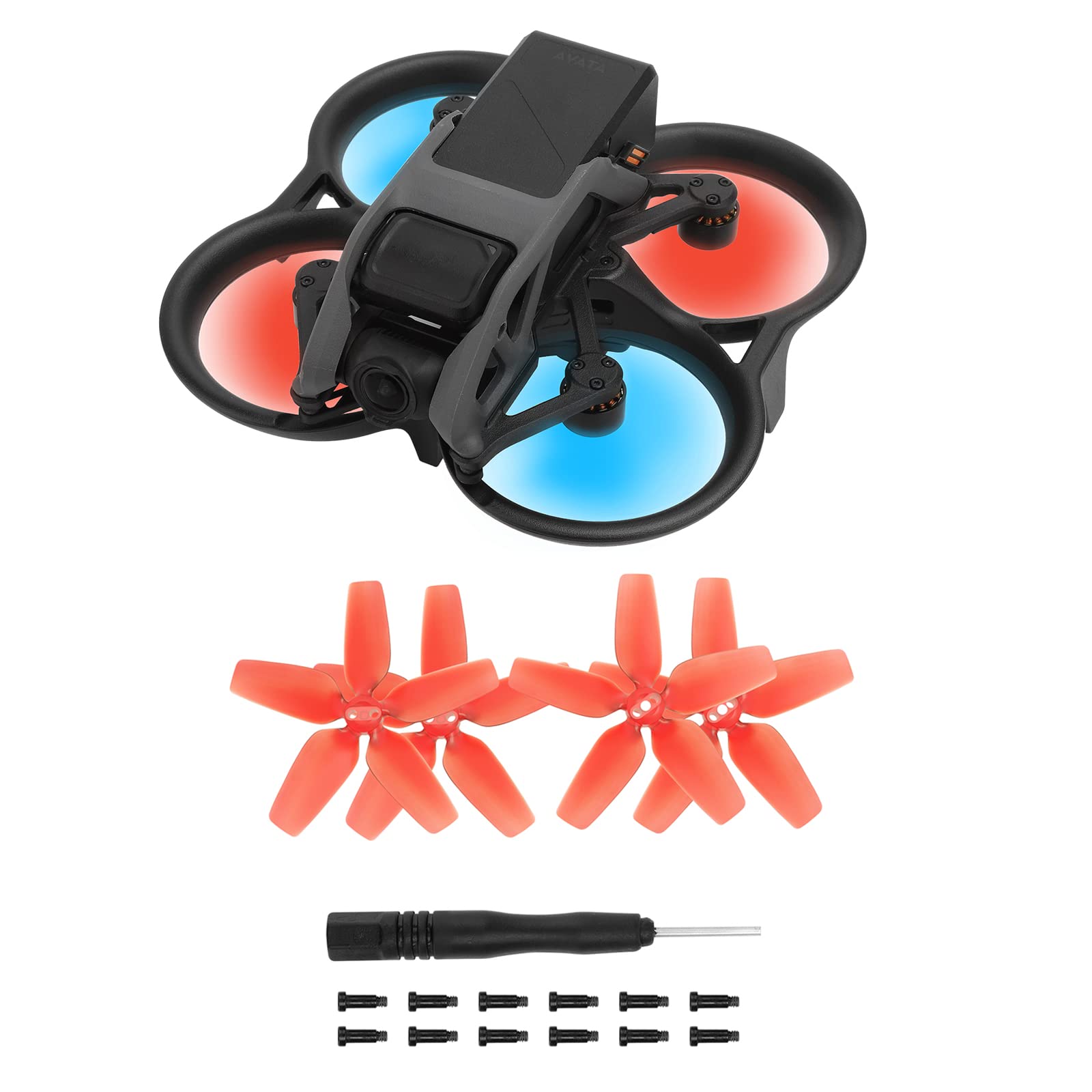 ZJRXM Propeller for DJI Avata FPV Drone Accessories, 4 Pieces Silent Flight Propeller Kit Replacement Part for DJI Avata FPV Drone Quick Release (Red)