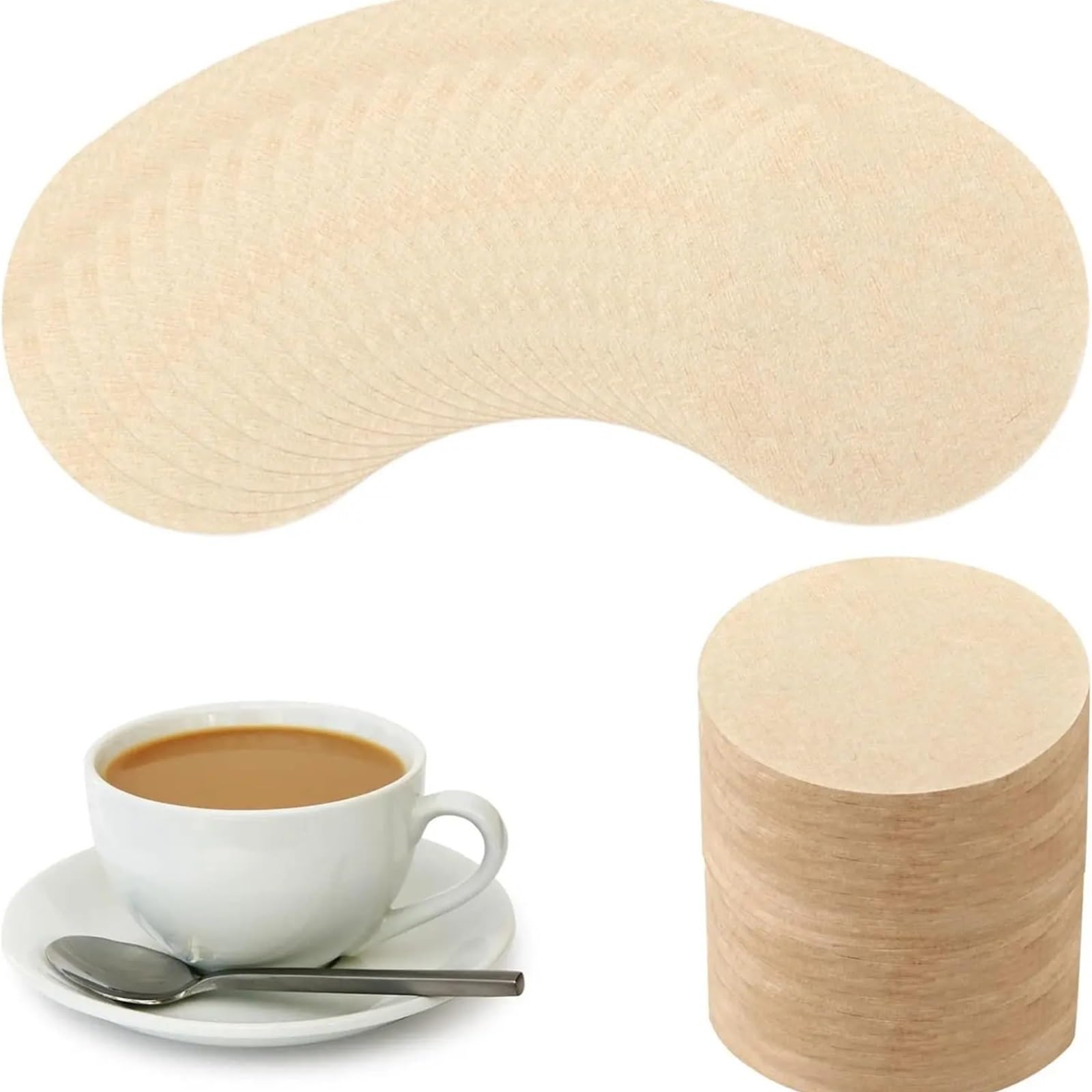 1500 filtros de papel redondos for café, 1 a 4 tazas, a granel Para Cafeteras De Goteo(Khaki,64.0mm)