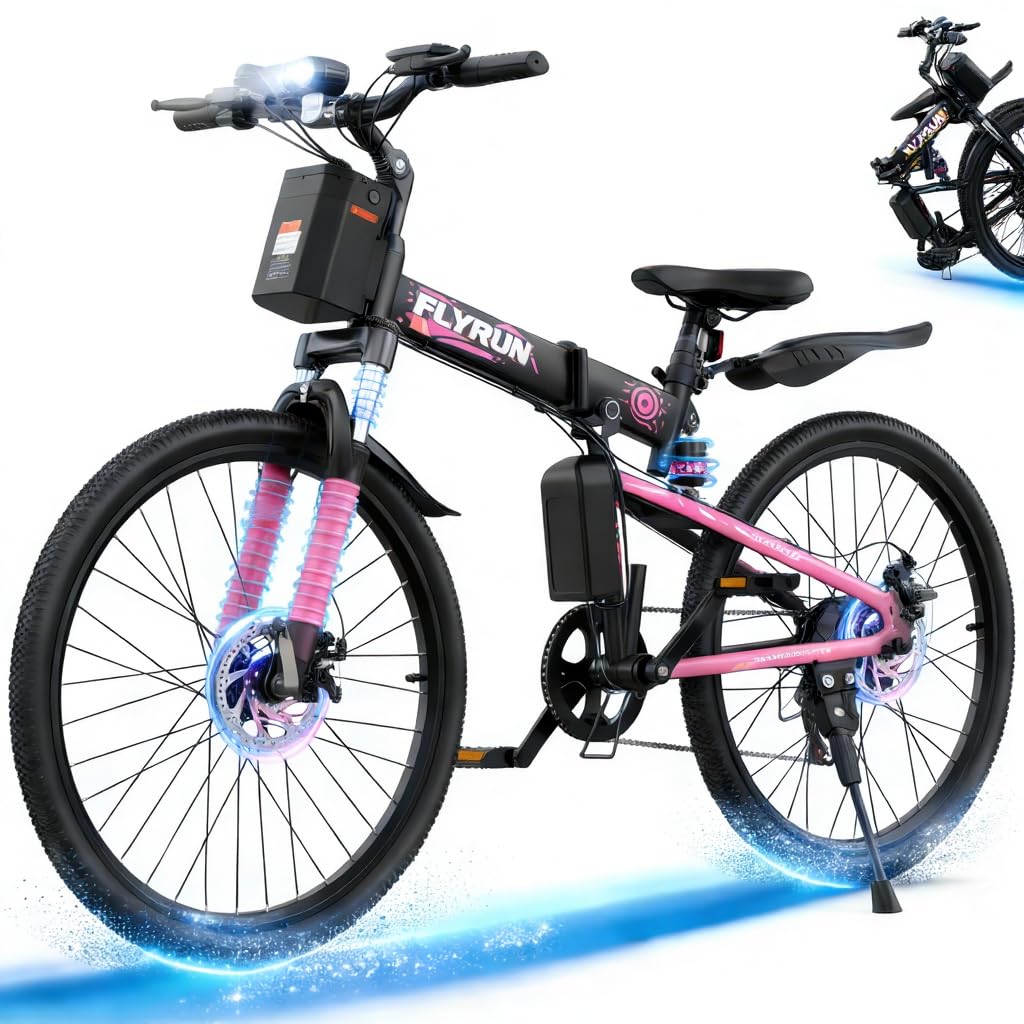 Electric Bike for Adults - Peak 750W 26''Folding Ebikes, Commuter Ebicycles with 48V Removable Battery, Up to 20+ MPH 50+ Miles, Dual disc Brakes & Dual Hydraulic Suspension