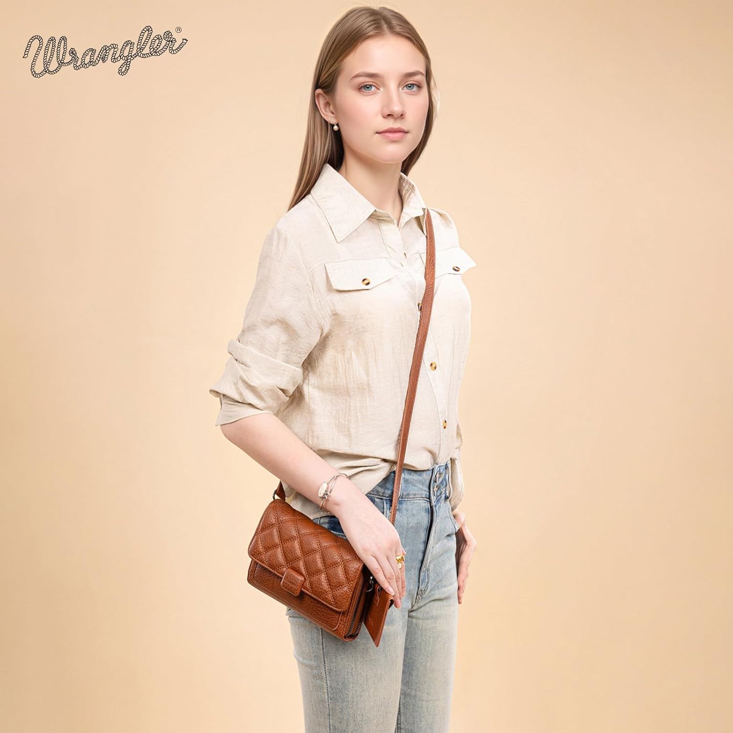 Wrangler 2 Pcs Flap Crossbody Bags for Women Detachable Dual-compaument Wallet Set - Image 2