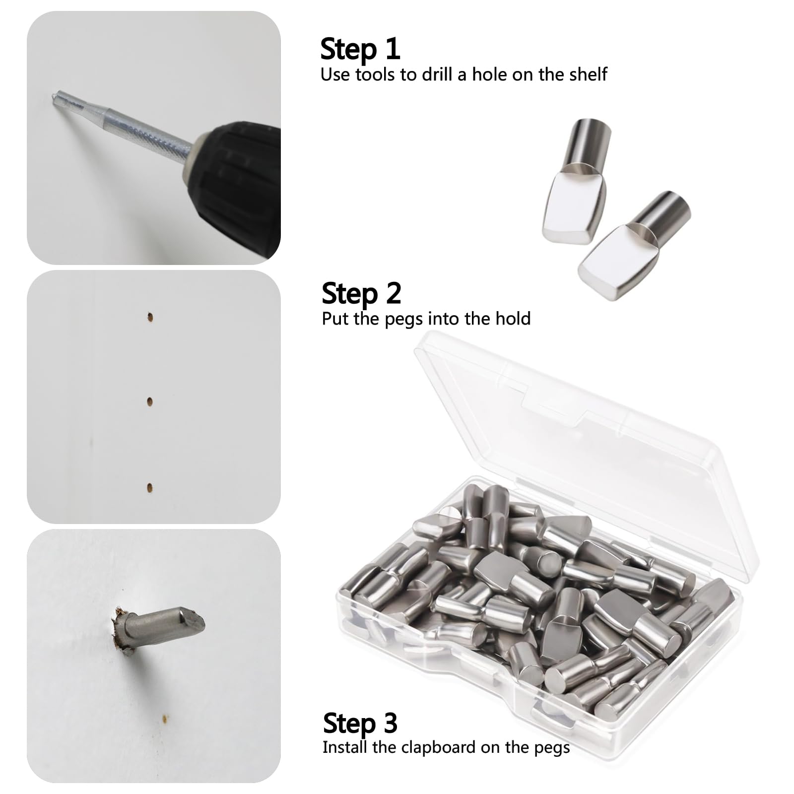 5mm Kitchen Cabinet Shelf pegs Support Shelf pins for Wood Shelving 50Pcs — Amazon image 5