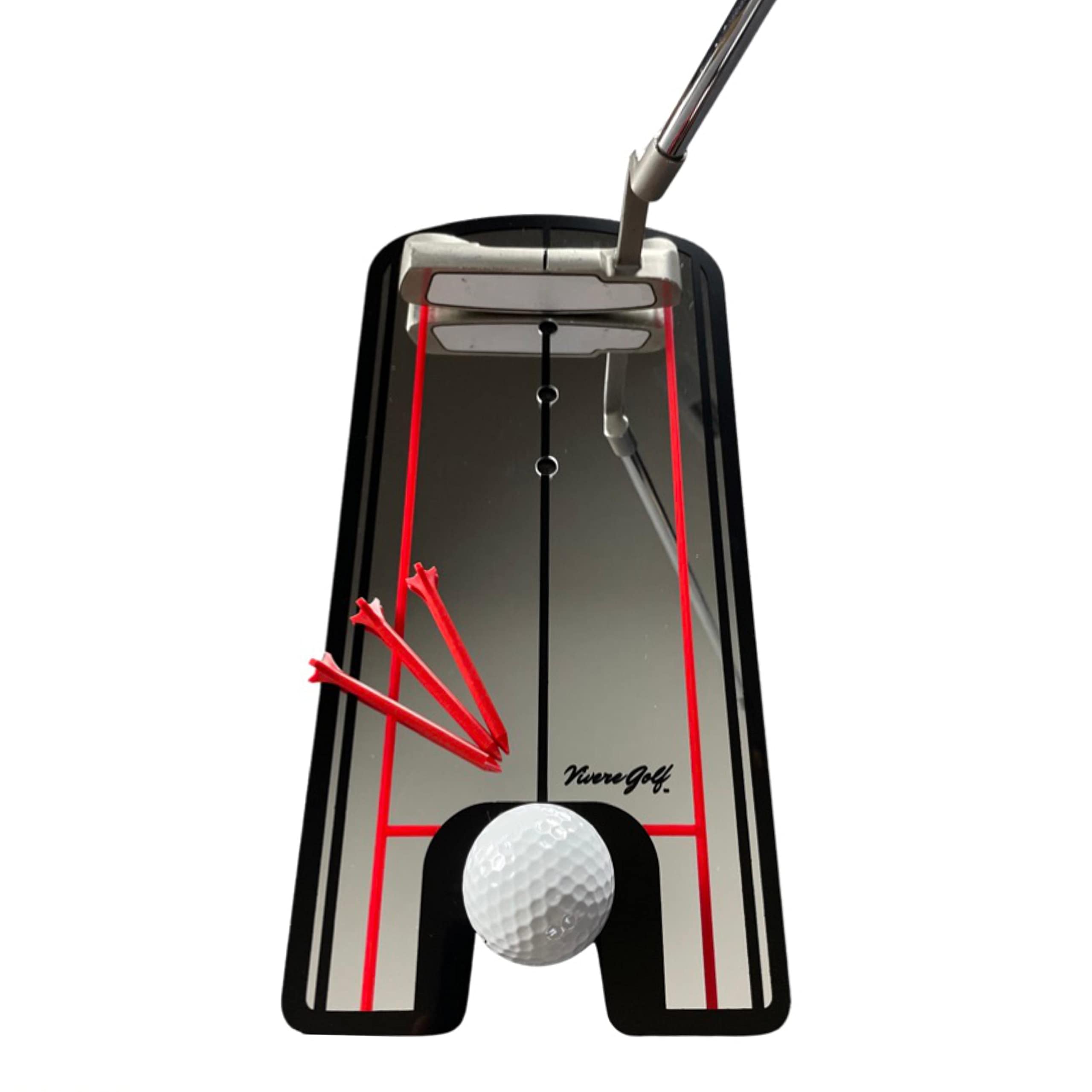 Putting Alignment Mirror for Indoor/Outdoor Practice | Portable Putting Aid & Swing Trainer | Golf Training Aid, Short to Medium Range 12" x 6"