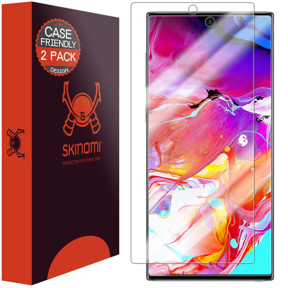 SkinomiScreen Protector Compatible with Samsung Galaxy Note 10 (6.3 inch Display)(2-Pack)(Case Compatible) Clear TechSkin TPU Anti-Bubble HD Film