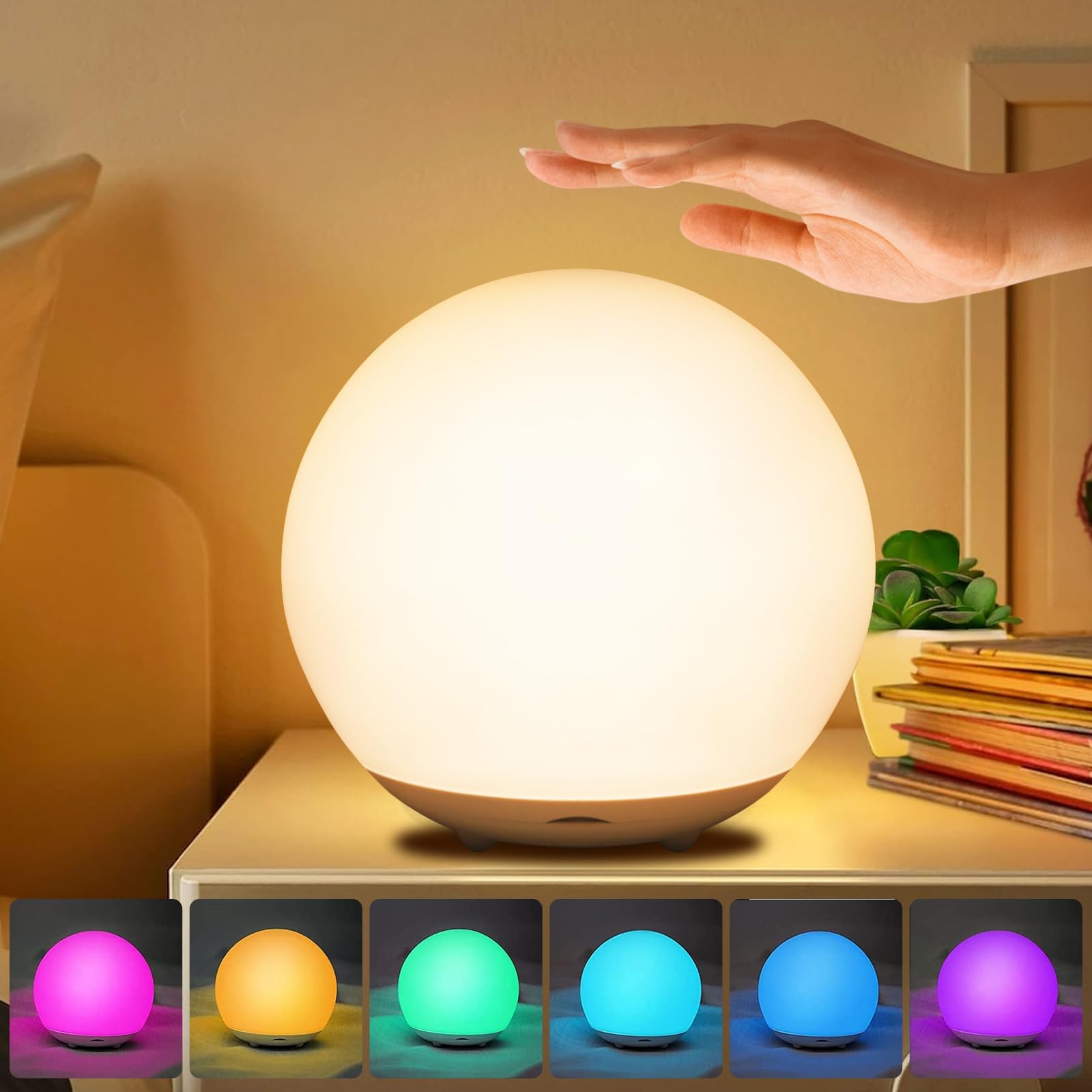 XUNIVERS Children's Night Light, USB Rechargeable LED Night Lamp for Baby, Touch Table Lamp with 7 Colours