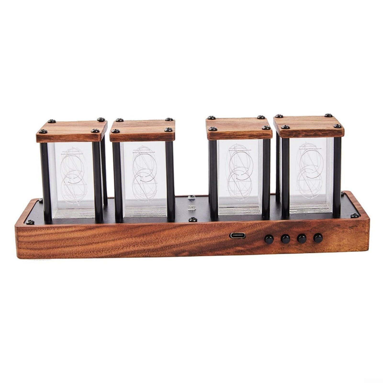 Nixie Horloge tube électronique LED Glow Simulation rétro moderne en bois alimenté par USB Décoration de la maison