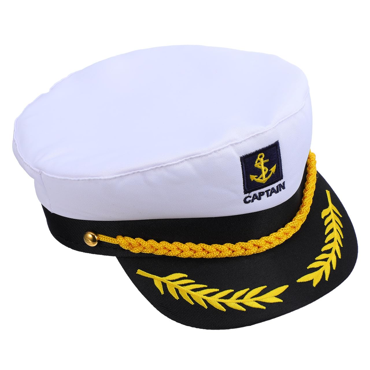 OSALADI Captain Hat White Yacht Sailor Ship Hat Adjustable Marine Admiral Costume for Adults Boat Party