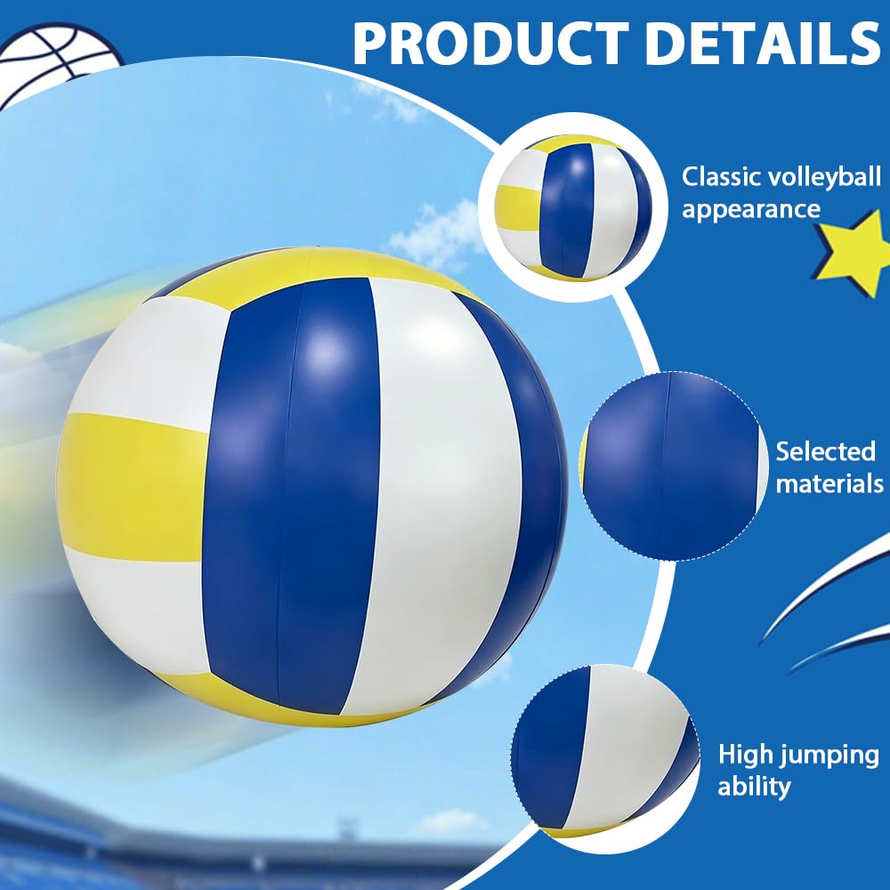Palla da spiaggia con diametro di 100 cm, grande pallone gonfiabile gigante in gomma robusta, gonfiabile con pompa a mano, pallone da beach volley, giocattolo per interni ed esterni