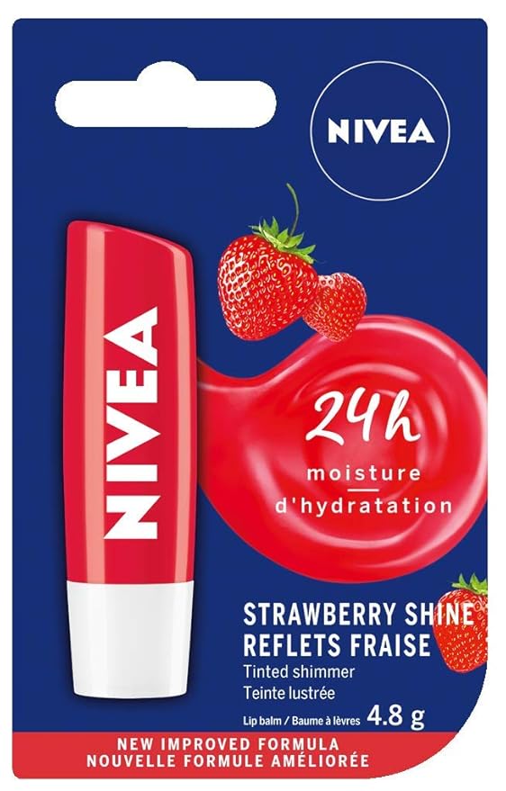 Nivea Lip Care Strawberry 4.8 G Tube Skin Care Products