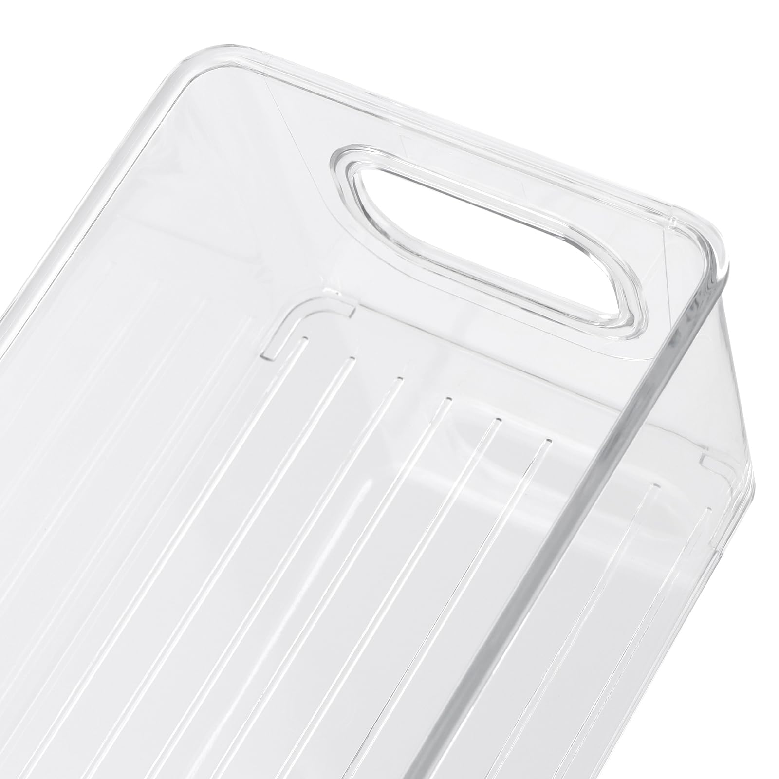 FUNSUEI Set di 6 organizer per frigorifero, 3 misure, contenitore per frigorifero, contenitore con manico, trasparente, organizer in plastica per la cucina