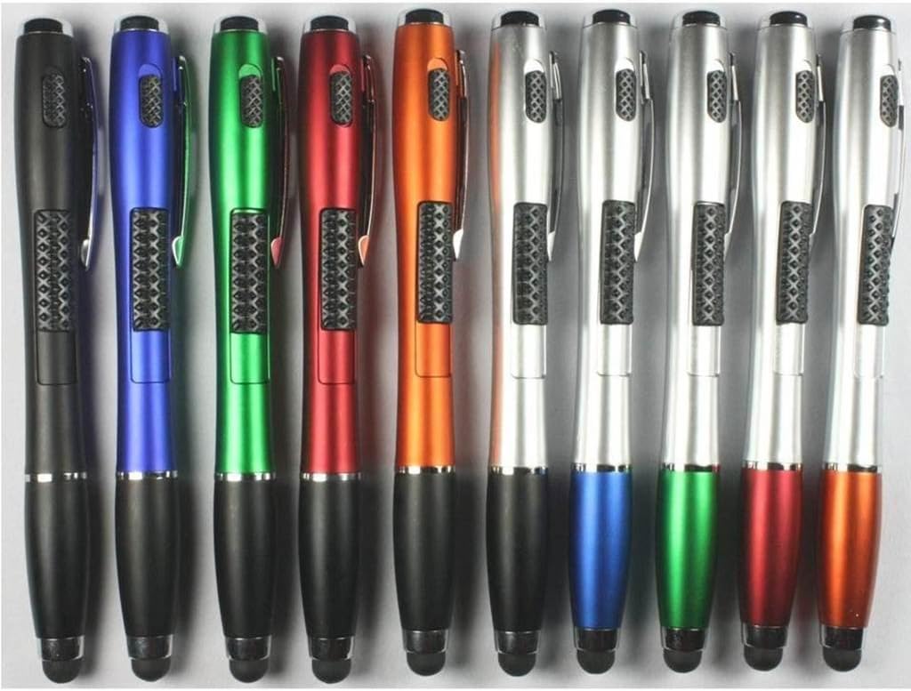 Stylus [10 Pcs], 3-in-1 Touch Screen Pen (Stylus + Ballpoint Pen + LED Flashlight) For Smartphones Tablets iPad iPhone Samsung etc + 10 EXTRA INK