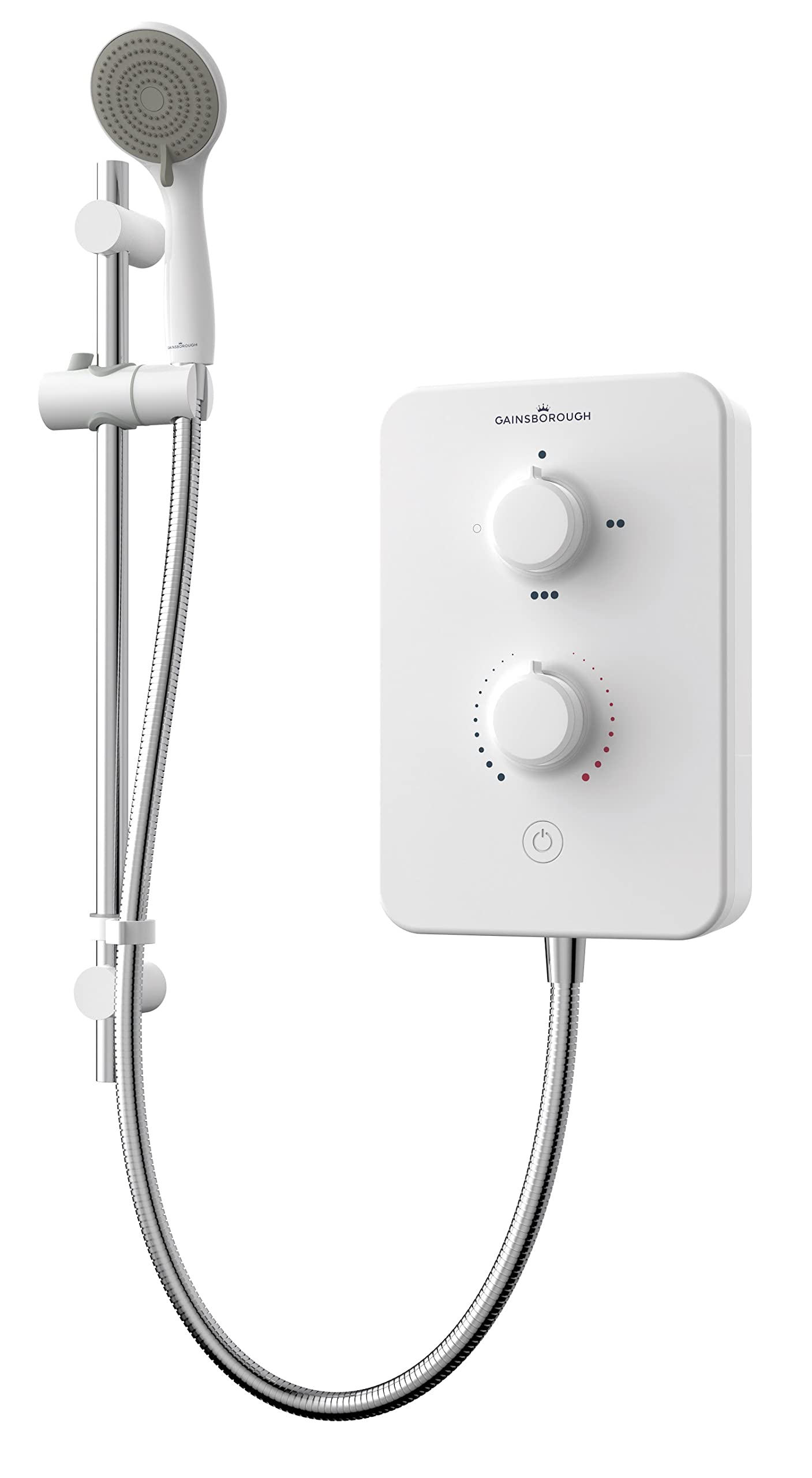 Gainsborough Slim Duo 8.5kW Electric Shower White 3 Spray Mode Head Adjustable Handset with Hose Rub Clean Nozzles Bathroom IPX4