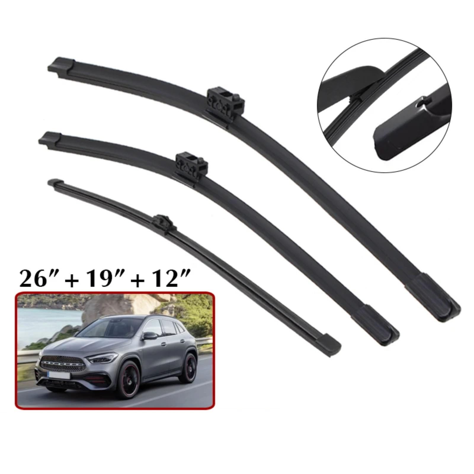 Wischerblätter Auto Scheibenwischer Für Benz Für GLA-Class H247 2020 2021 2022 2023 2024 2025 26"+19"+12" Windschutzscheibe Vorne Hinten Blades Set Zubehör