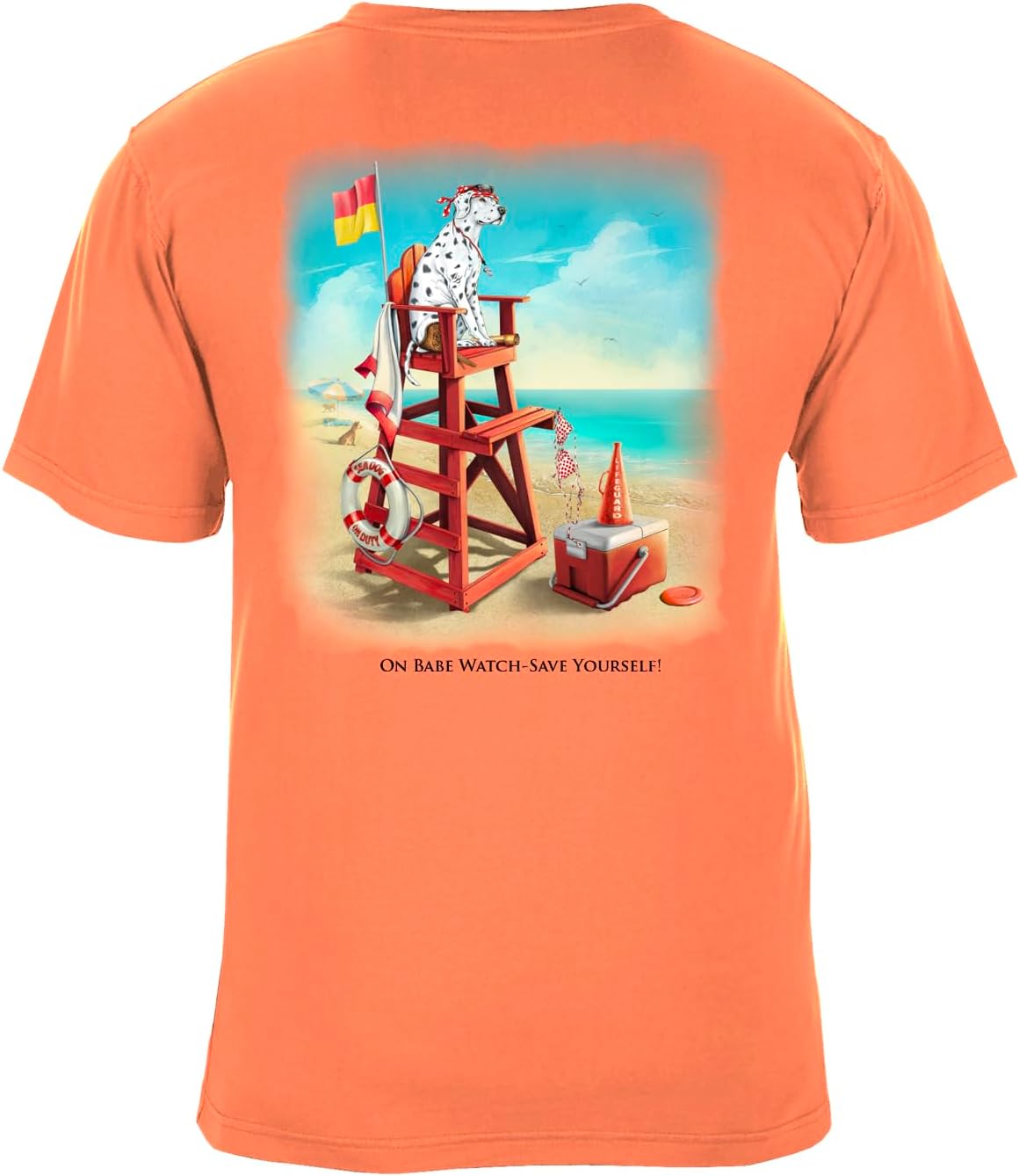 SEA DOG Vintage Graphic T-Shirt Garment Dyed 100% Ringspun Cotton, Relaxed Fit, Printed in USA, On Babe Watch