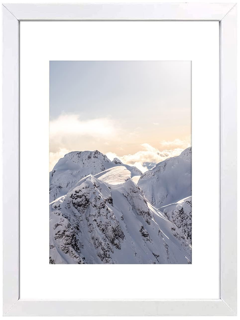 A2 Picture Photo Frame with A3 White Mat Wall Poster Frame Portrait and Horizontal with Wall Hooks Photo Frame for Bedroom, Liviing Room (Silver)