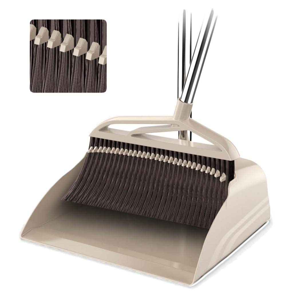 Balai et pelle à poussière à long manche NLIAN avec peigne intégré anti-cheveux