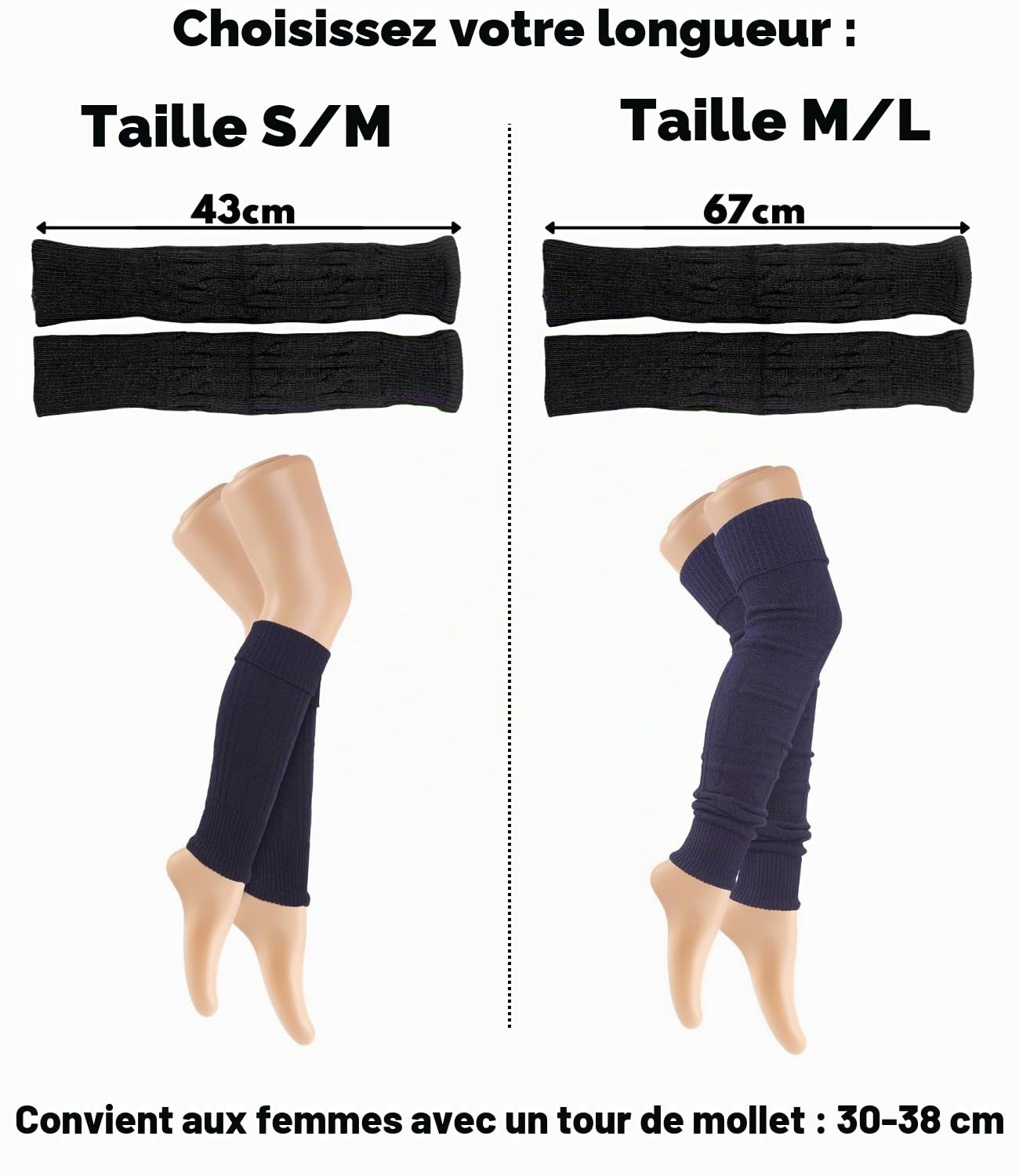 TODO Jambières Guêtres Femme en Laine - douces, souples - pour l'hiver quand il fait froid.