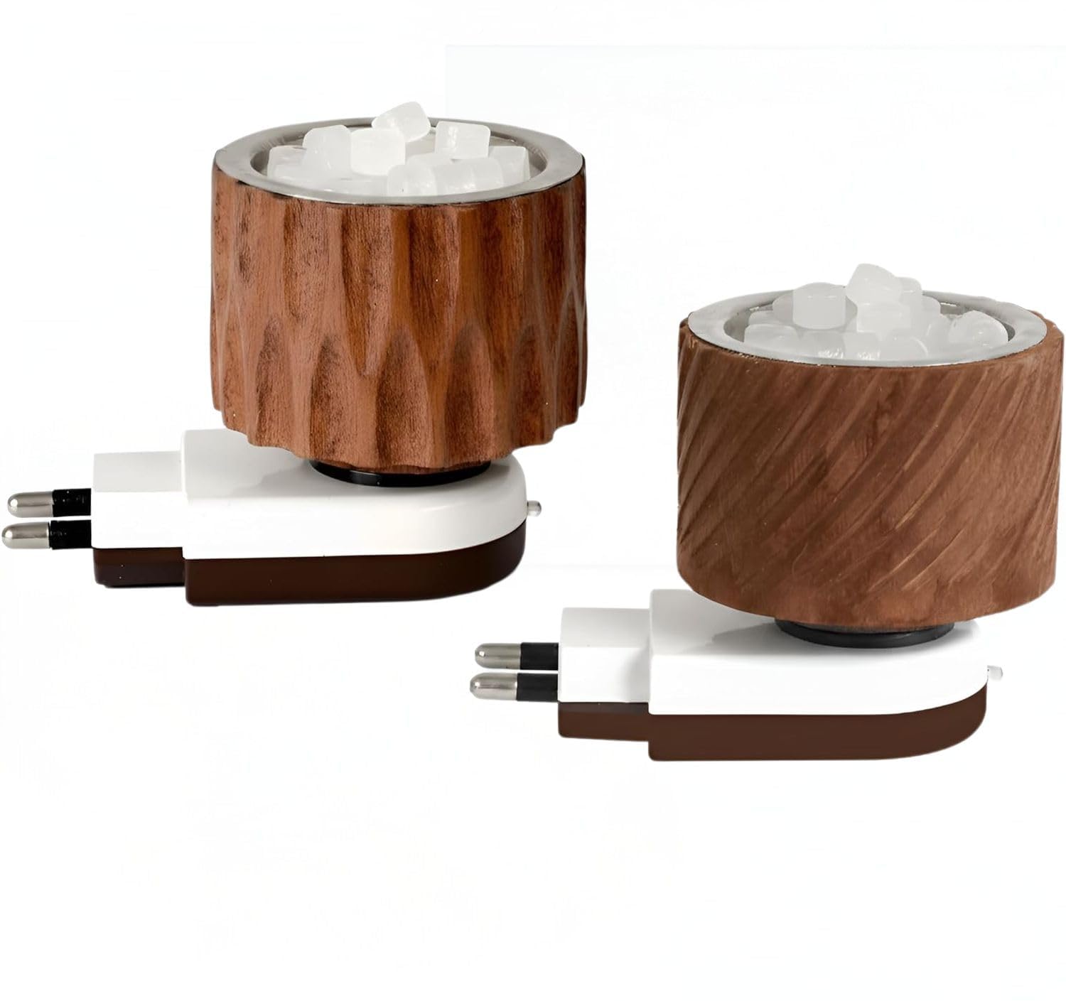 HUISCO Sheesham Wooden Electric Kapoor Dani | Premium Camphor Diffuser for Pooja Meditation and Air Purification | Plug-in Kapur Dani for Home Mandir Office | Bakhoor & Aroma Diffuser Burner Set of 2